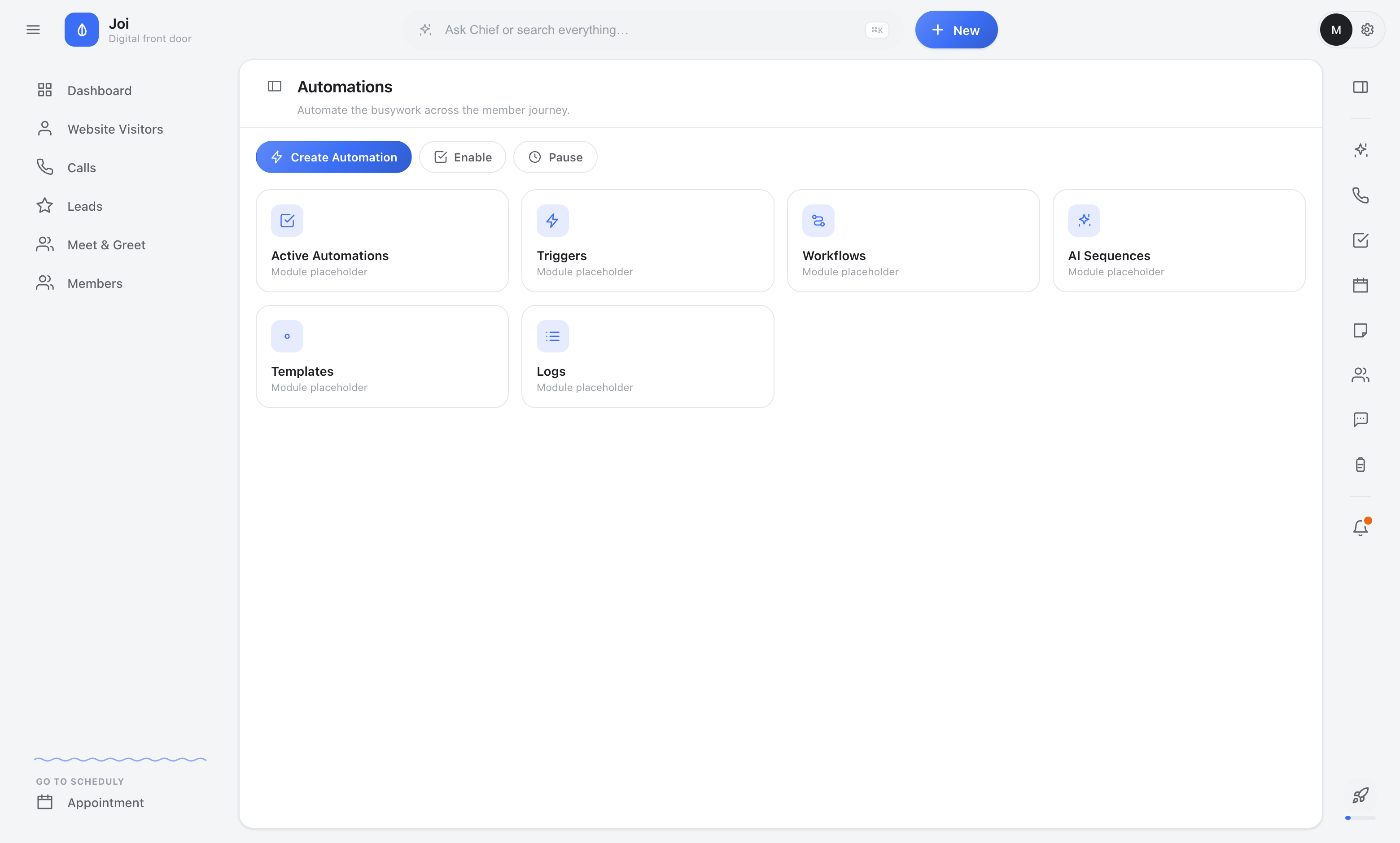 Automations screen